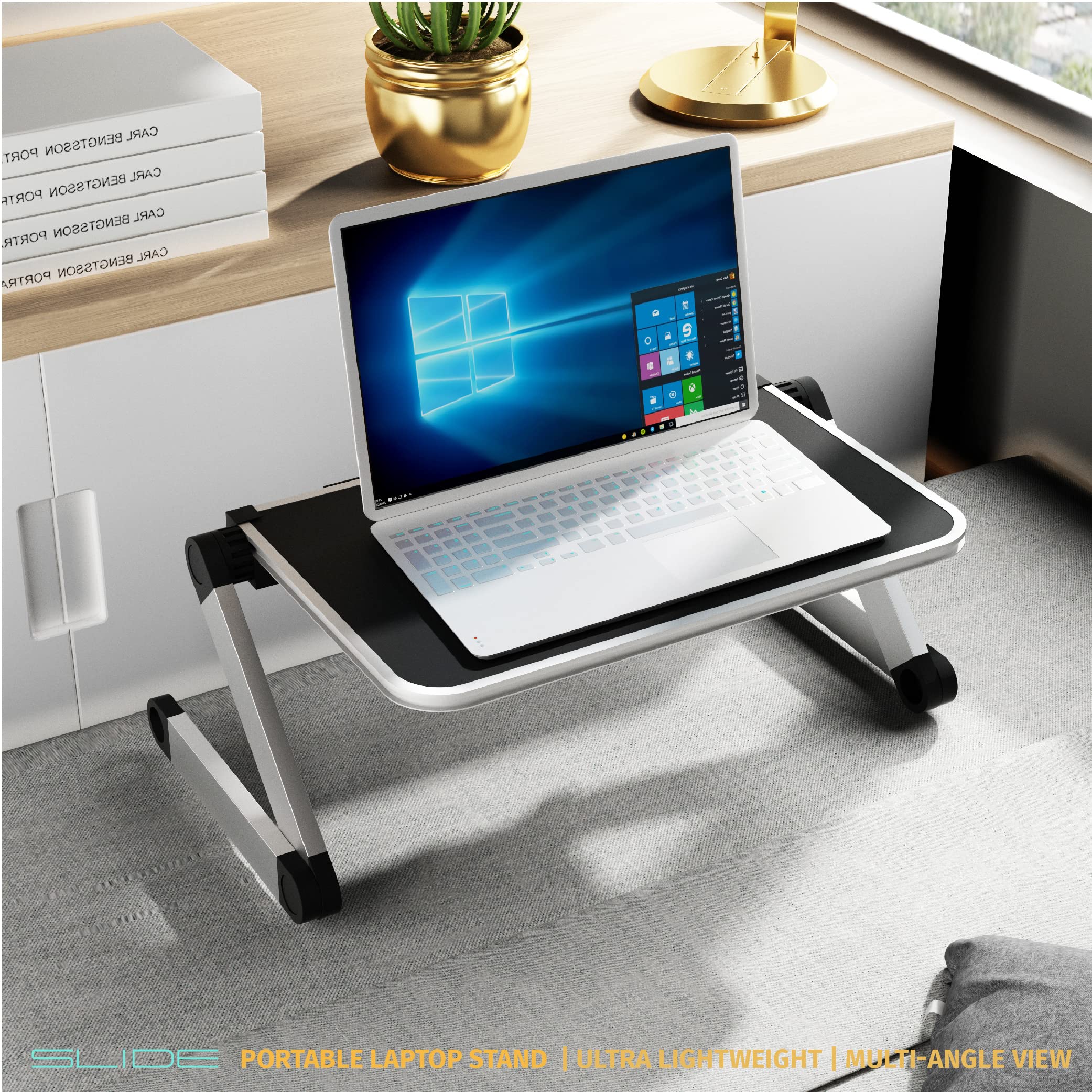 SLIDE Portable Metal Laptop Stand Desk Adjustable Height Angle Control