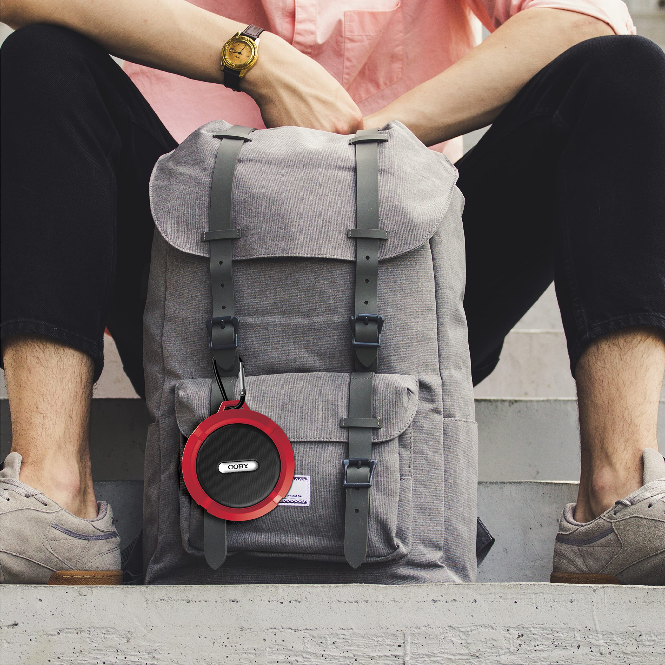Coby Rugged Gear Bluetooth-Speaker, Red Bluetooth-Shower-Speaker