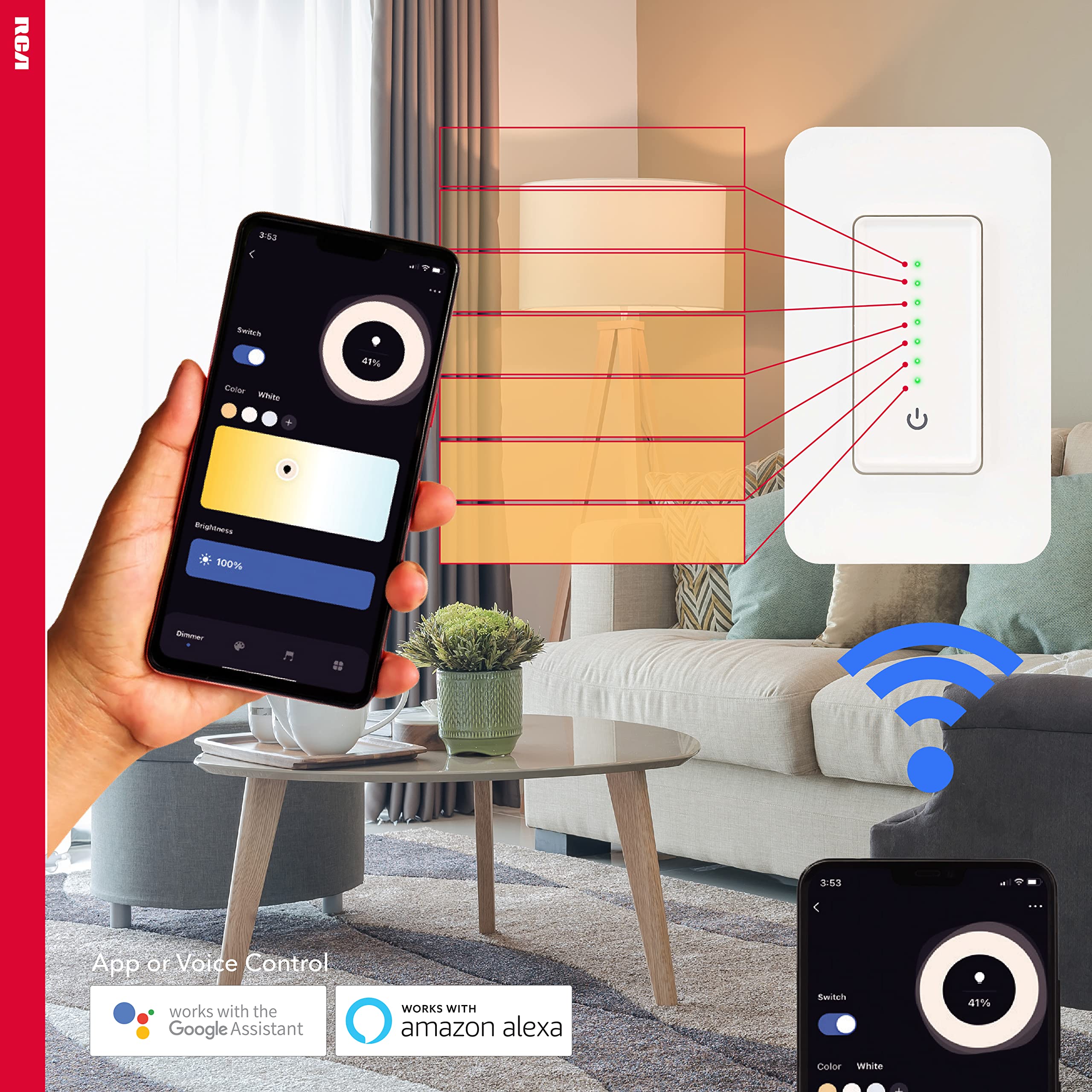 RCA 3-Way Smart Dimmer Switch 600W LED