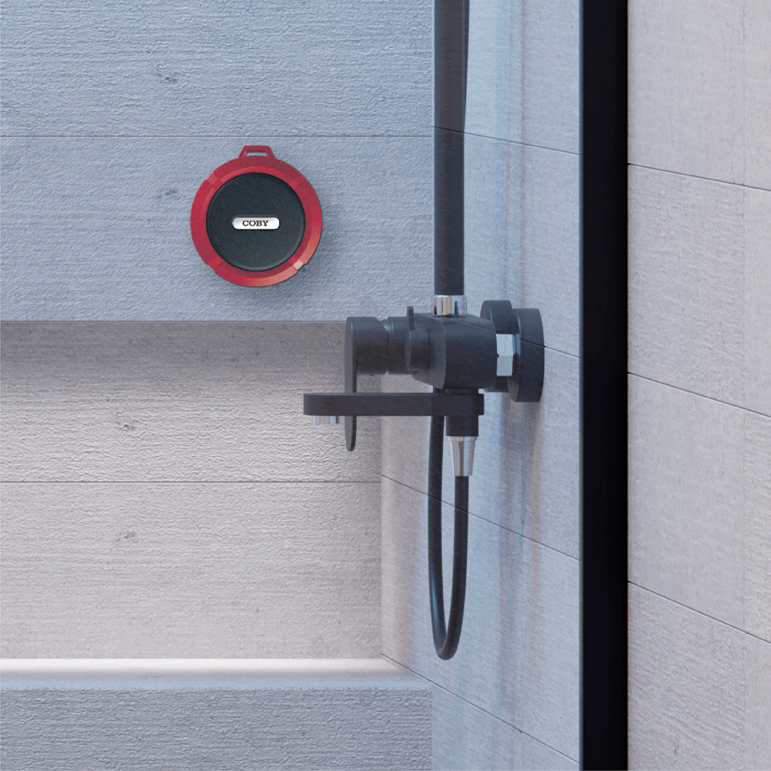 Coby Rugged Gear Bluetooth-Speaker, Red Bluetooth-Shower-Speaker