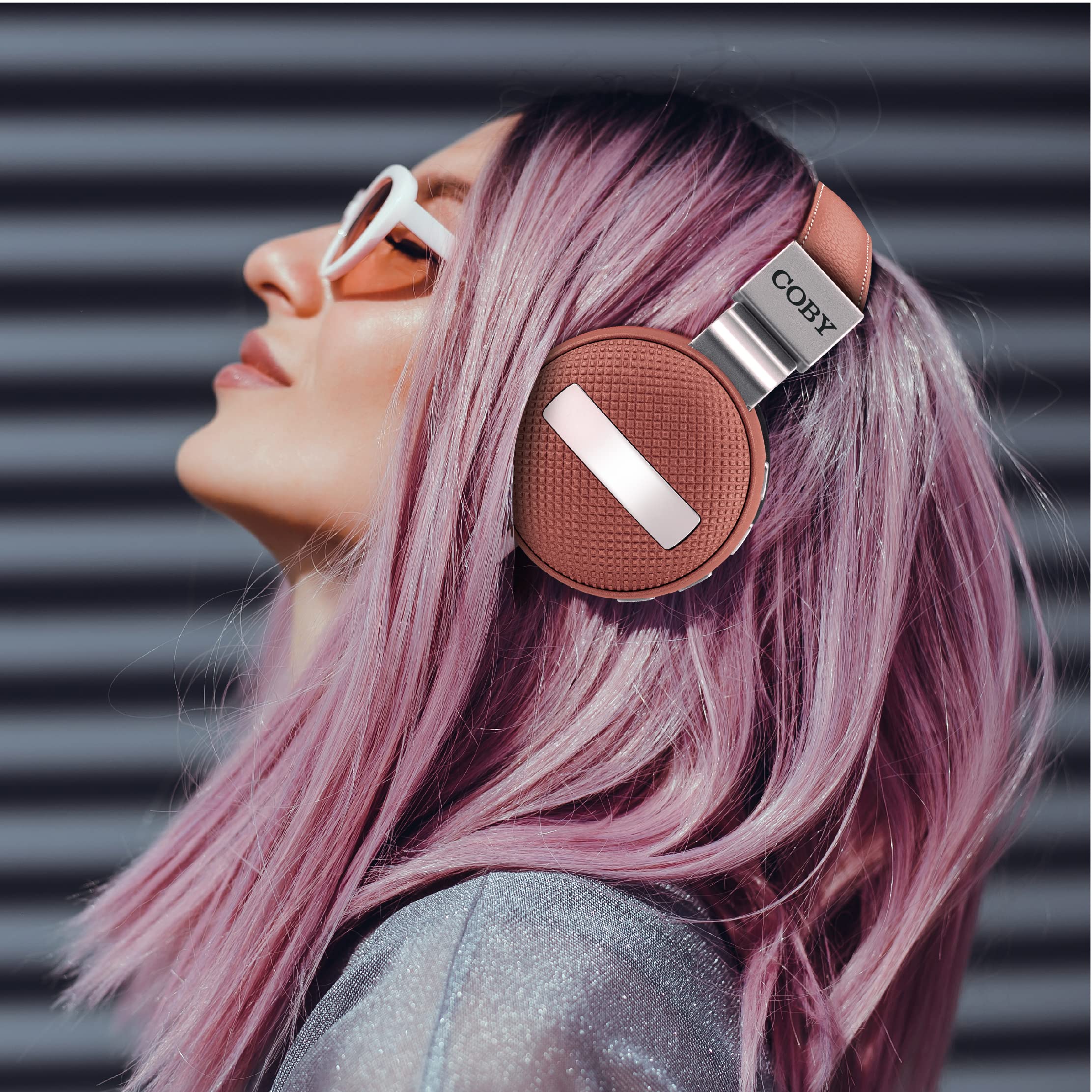 Coby Bluetooth Wireless On-Ear Foldable Headphones (Rose Gold)