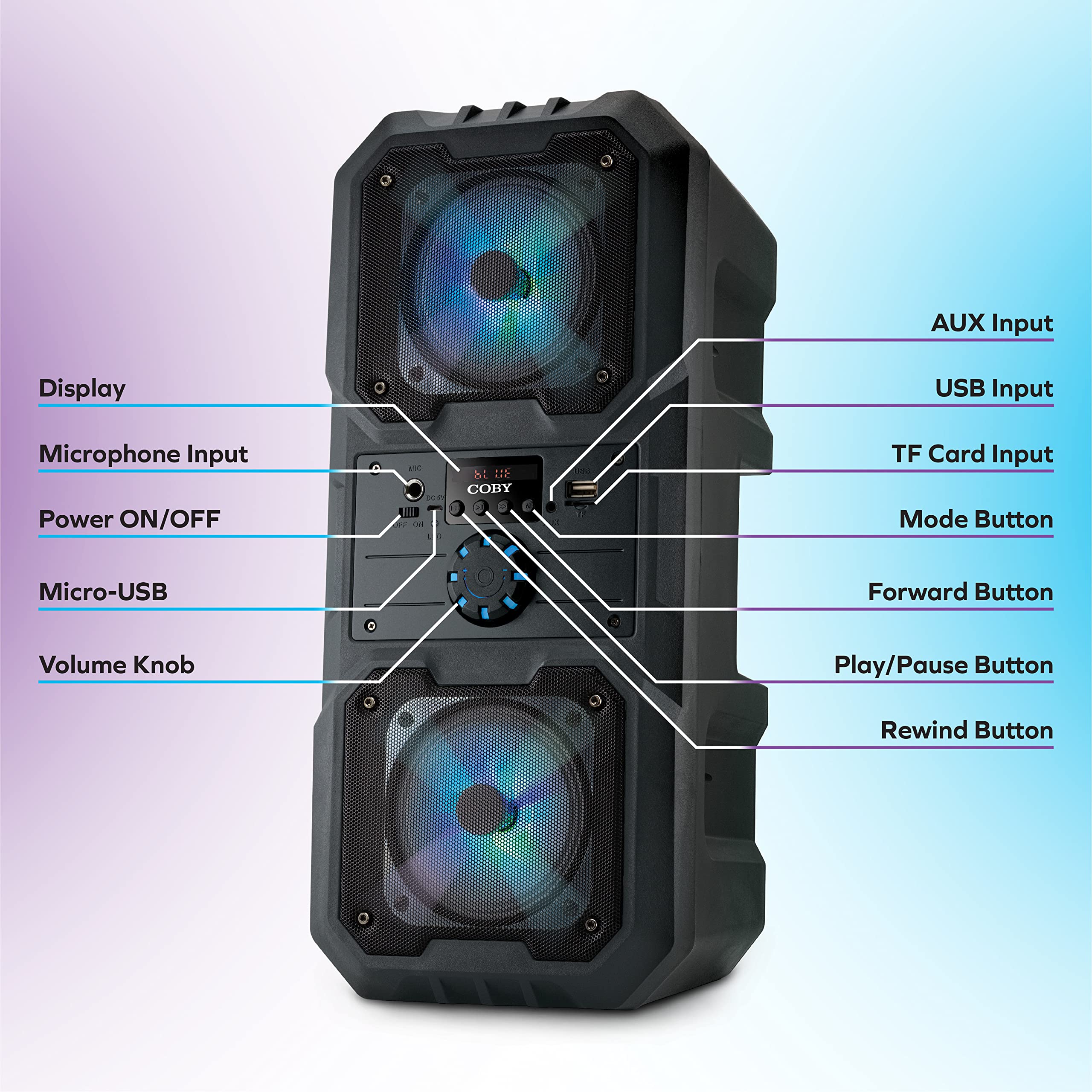 Coby True Wireless Speaker with LED Lights