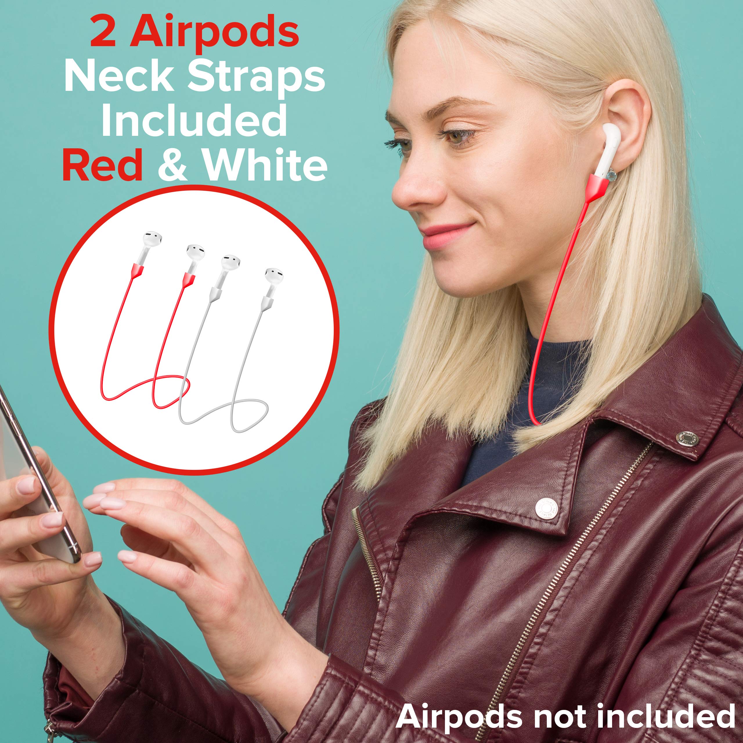 Chargeworx AirPods Case Bundle Silicone Cover Holders Carabiner Red