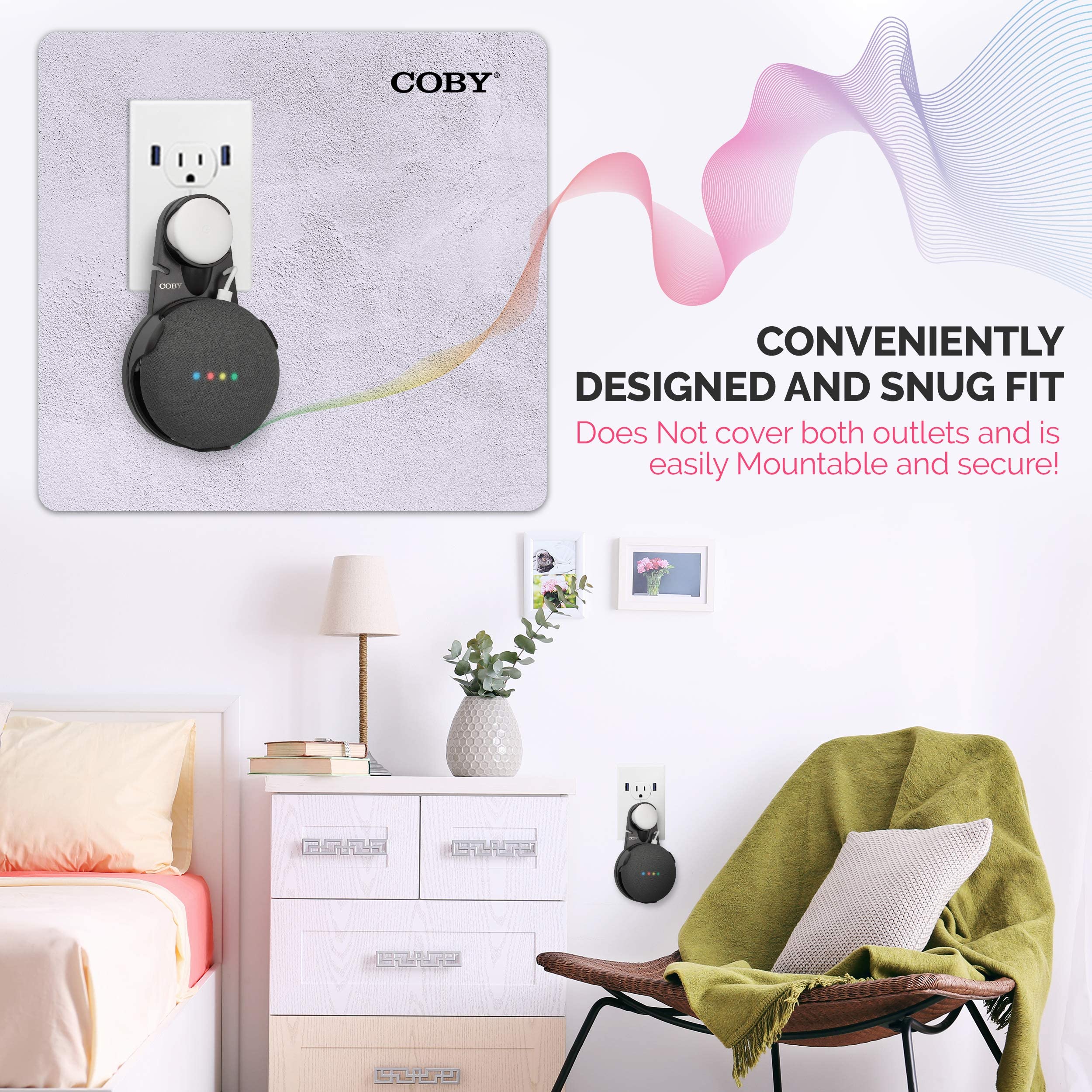 Coby Wall Outlet Mount Holder for Google Home