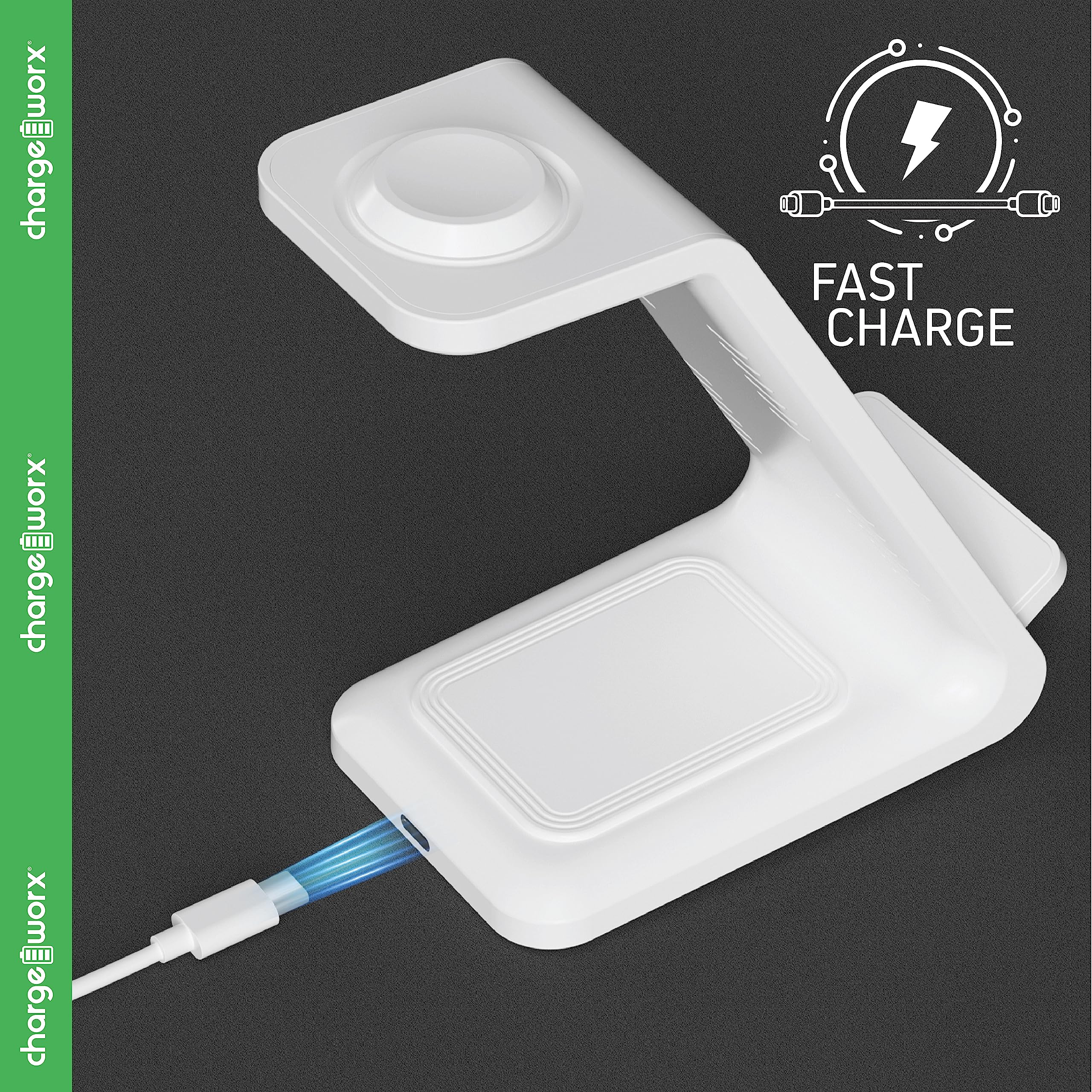 Chargeworx 3-in-1 Multi-Charging Stand 15W Clutter-Free Black